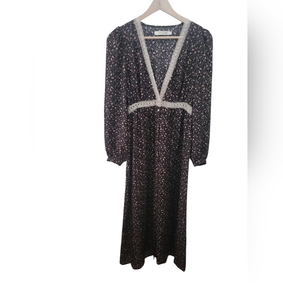 Christy Dawn Black Floral Lace-Trim Dress - Picture 6 of 6